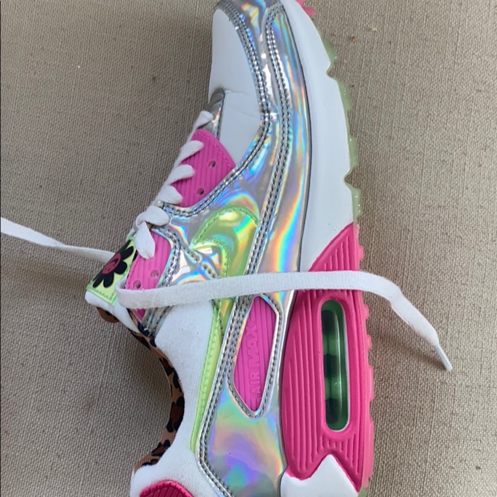 White Pink and Silver super cute tennis shoes.